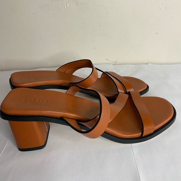EVERLANE Italian Leather Tourist Heel Sandal 10 Adobe Brown Strappy Block - Picture 5 of 9